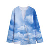 Sky Cloud Print Long Sleeve Short Coat