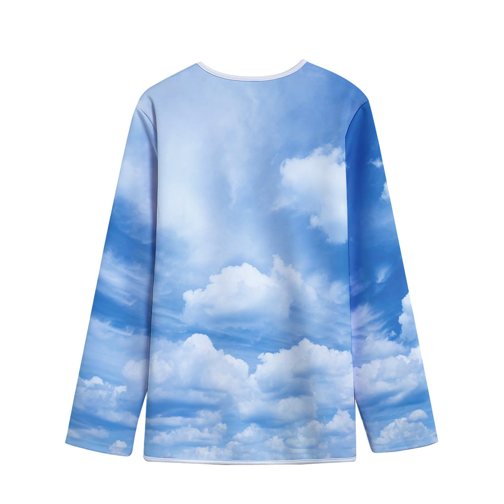 Sky Cloud Print Long Sleeve Short Coat