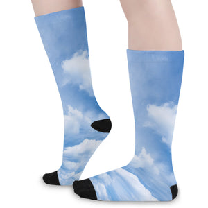 Sky Cloud Print Long Socks