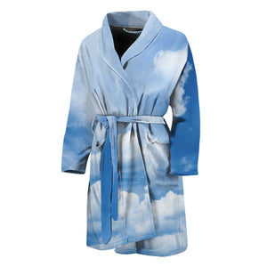 Sky Cloud Print Men's Bathrobe