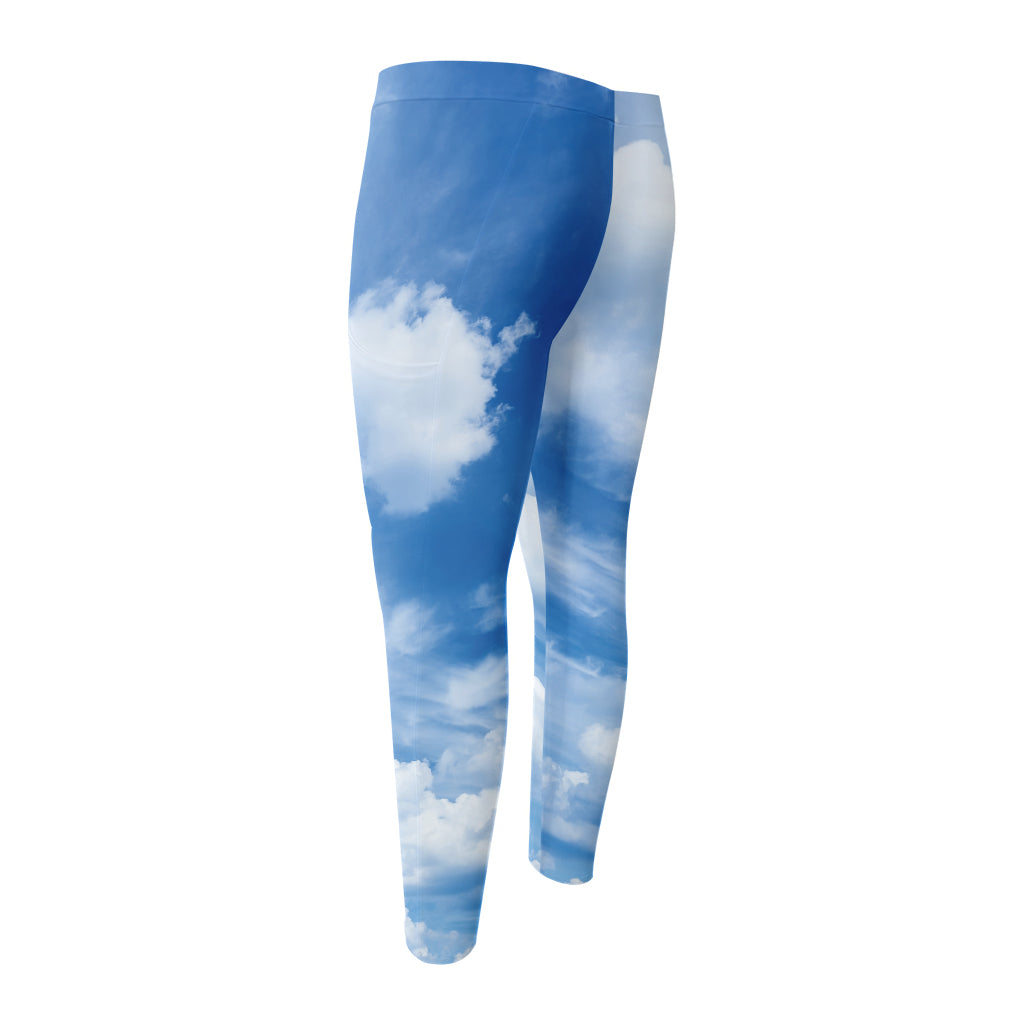 Sky Cloud Print Men's Compression Pants