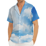 Sky Cloud Print Men's Deep V-Neck Shirt