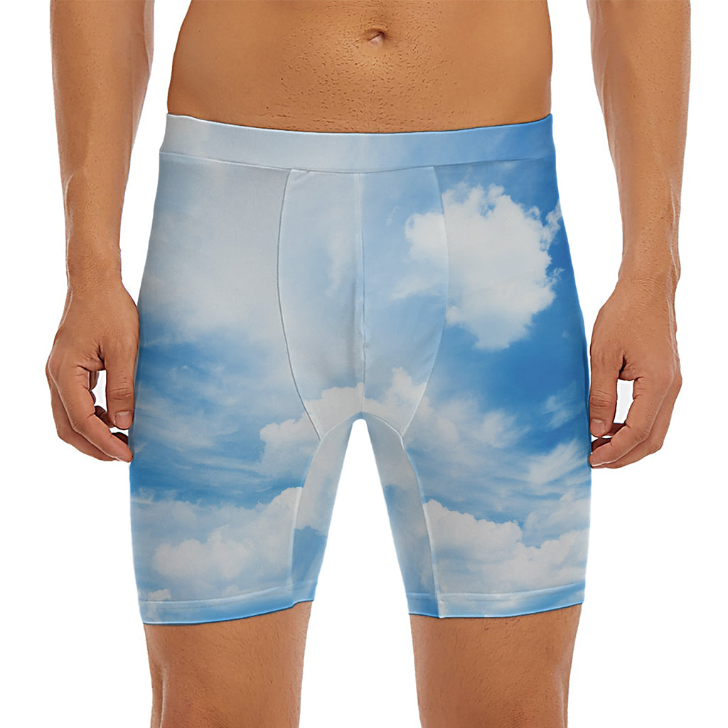 Sky Cloud Print Men's Long Boxer Briefs