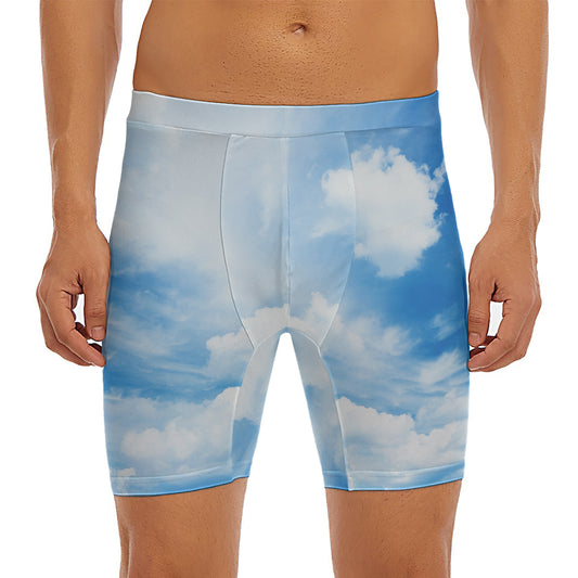 Sky Cloud Print Men's Long Boxer Briefs