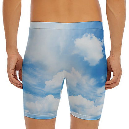 Sky Cloud Print Men's Long Boxer Briefs