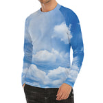 Sky Cloud Print Men's Long Sleeve Rash Guard
