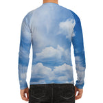 Sky Cloud Print Men's Long Sleeve Rash Guard