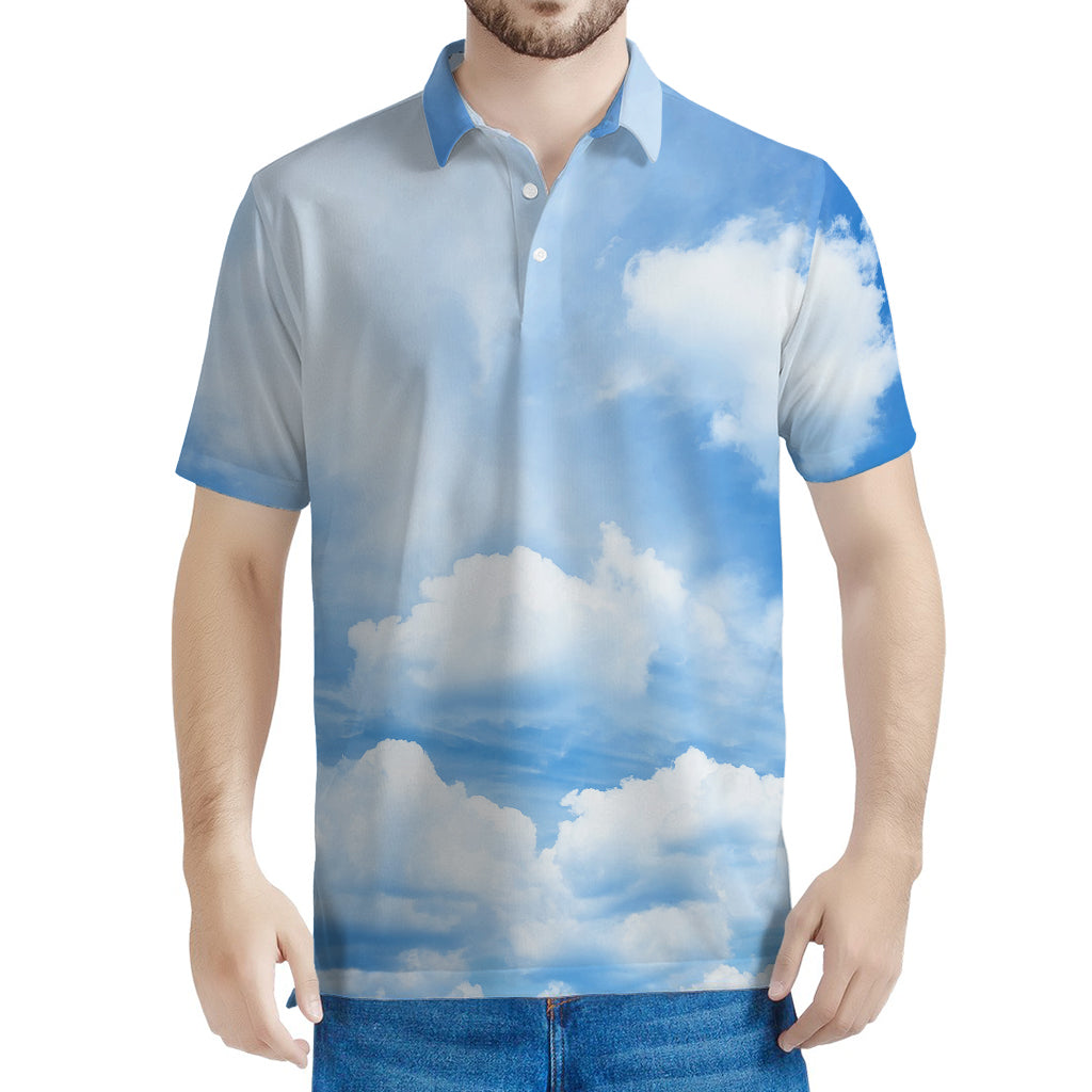 Sky Cloud Print Men's Polo Shirt