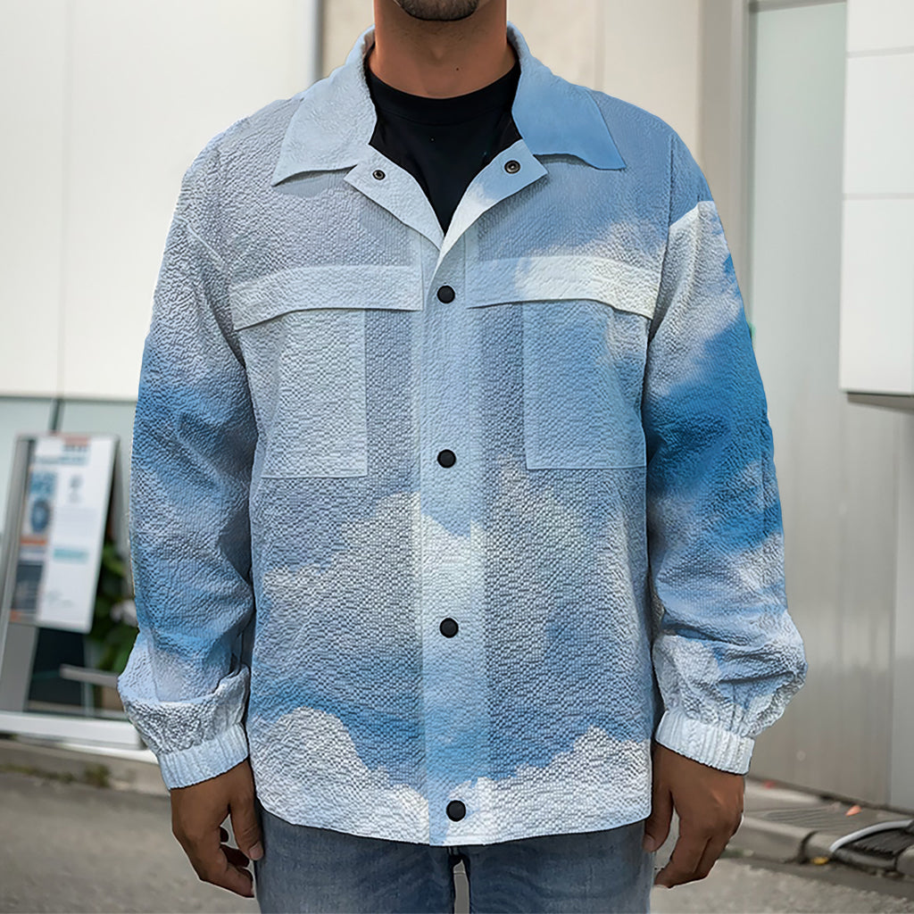 Sky Cloud Print Men's Shirt Jacket