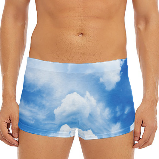 Sky Cloud Print Men's Short Boxer Briefs