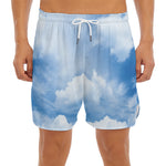 Sky Cloud Print Men's Split Running Shorts
