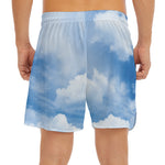 Sky Cloud Print Men's Split Running Shorts