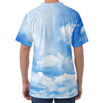 Sky Cloud Print Men's Velvet T-Shirt