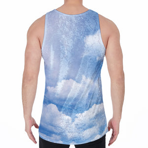 Sky Cloud Print Men's Velvet Tank Top