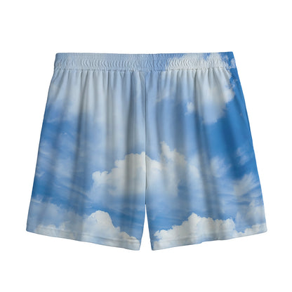 Sky Cloud Print Mesh Shorts