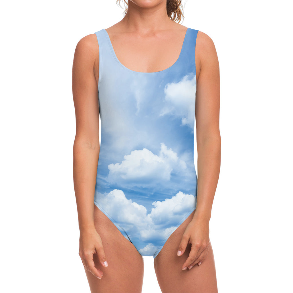 Sky Cloud Print One Piece Swimsuit