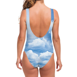 Sky Cloud Print One Piece Swimsuit