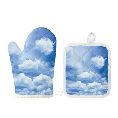 Sky Cloud Print Oven Mitt And Pot Holder Set