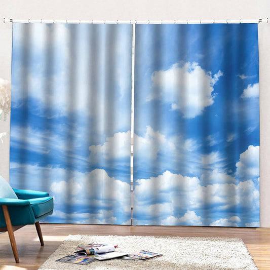 Sky Cloud Print Pencil Pleat Curtains