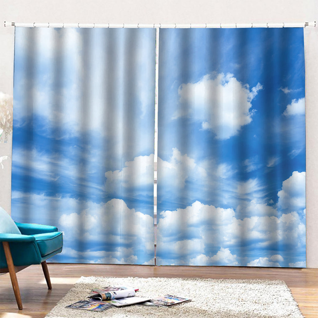 Sky Cloud Print Pencil Pleat Curtains