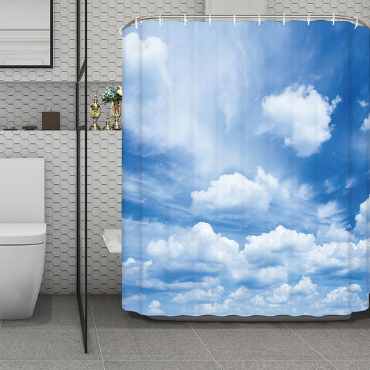 Sky Cloud Print Polyester Shower Curtain