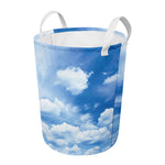 Sky Cloud Print Round Laundry Basket