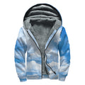 Sky Cloud Print Sherpa Lined Zip Up Hoodie