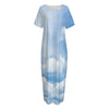 Sky Cloud Print Short Sleeve Long Nightdress