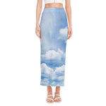 Sky Cloud Print Side Slit Maxi Skirt