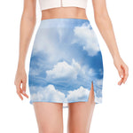 Sky Cloud Print Side Slit Mini Skirt