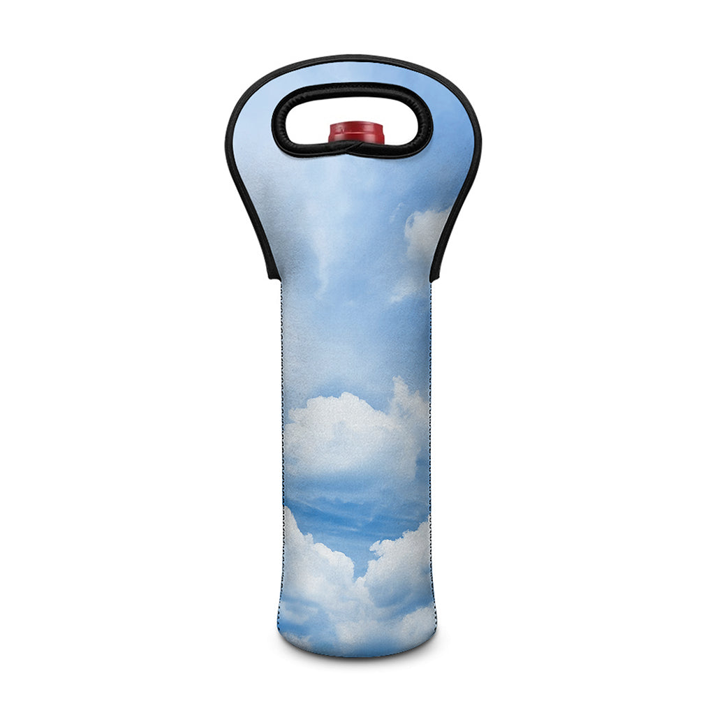 Sky Cloud Print Single Neoprene Wine Tote