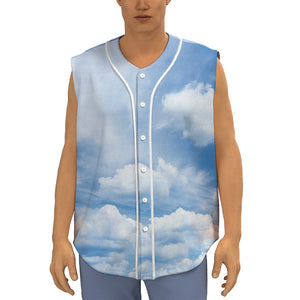 Sky Cloud Print Sleeveless Baseball Jersey