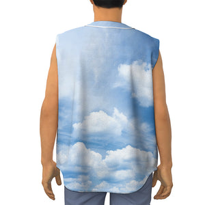 Sky Cloud Print Sleeveless Baseball Jersey