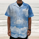 Sky Cloud Print Textured Short Sleeve Shirt