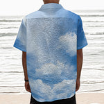 Sky Cloud Print Textured Short Sleeve Shirt