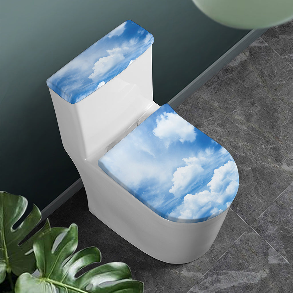Sky Cloud Print Toilet Lid And Tank Cover Set