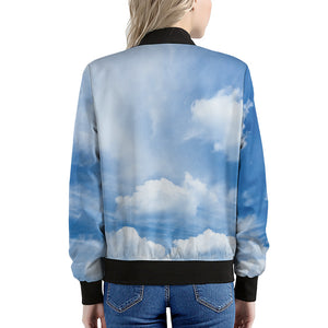 Sky Cloud Print Women's Bomber Jacket