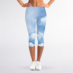 Sky Cloud Print Women's Capri Leggings