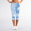 Sky Cloud Print Women's Capri Leggings