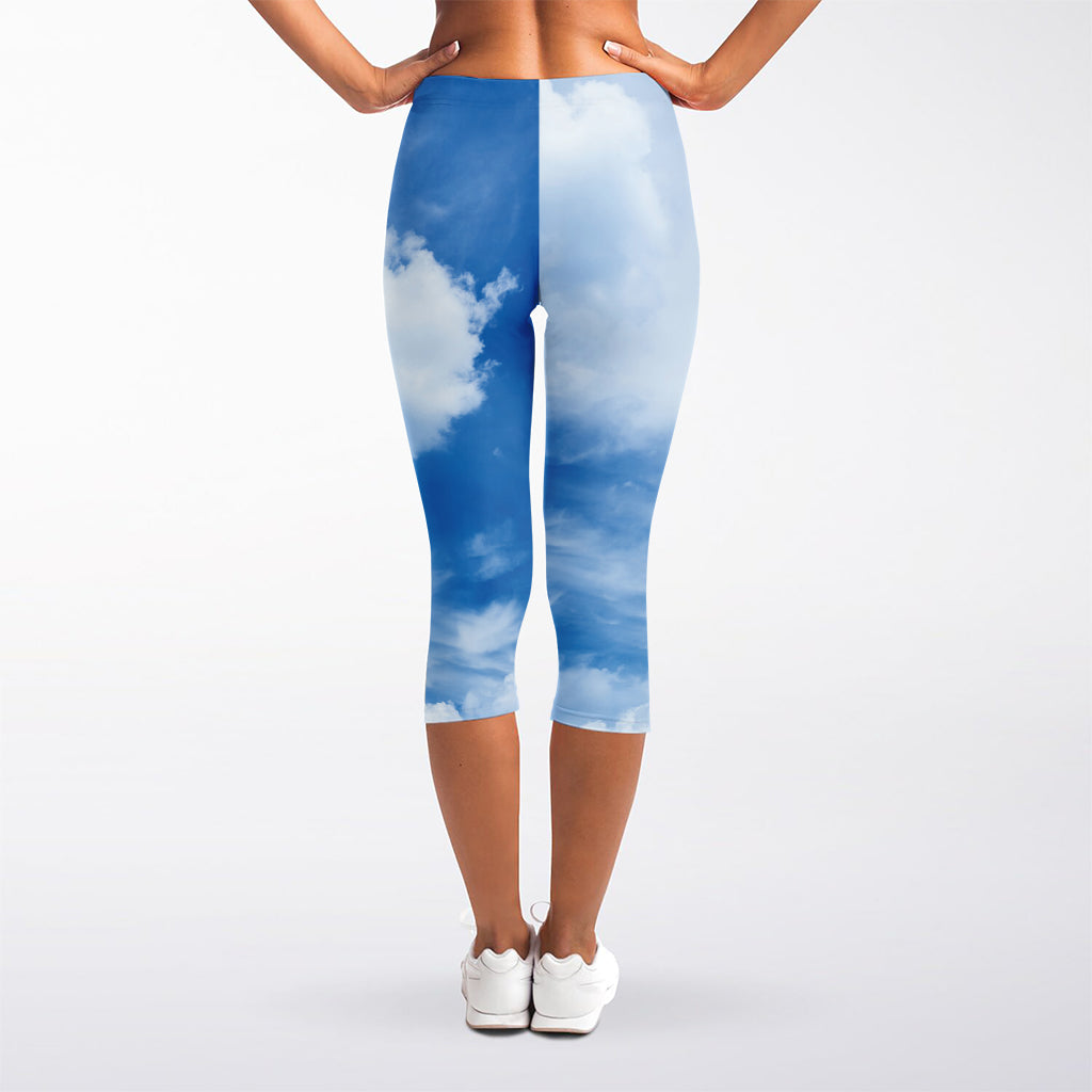 Sky Cloud Print Women's Capri Leggings