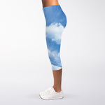 Sky Cloud Print Women's Capri Leggings