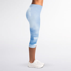 Sky Cloud Print Women's Capri Leggings