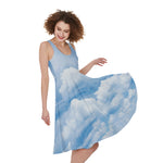 Sky Cloud Print Women's Sleeveless Dress