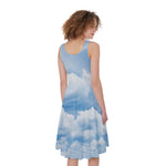 Sky Cloud Print Women's Sleeveless Dress
