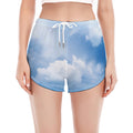 Sky Cloud Print Women's Split Running Shorts
