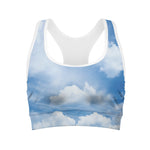 Sky Cloud Print Women's Sports Bra