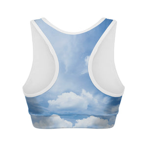 Sky Cloud Print Women's Sports Bra