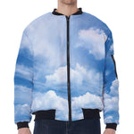 Sky Cloud Print Zip Sleeve Bomber Jacket