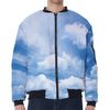 Sky Cloud Print Zip Sleeve Bomber Jacket