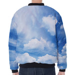 Sky Cloud Print Zip Sleeve Bomber Jacket